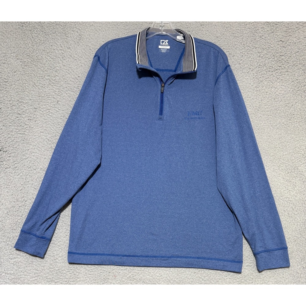 Cutter & Buck DryTec 1/4 Zip Pullover Mens Large Blue EMC Logo